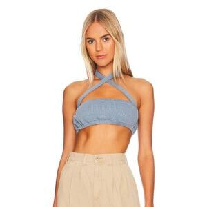 WeWoreWhat Halter Bra Top in Storm Blue Size Small New